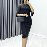 Siyah Kadın Büyük Beden Kolu Şifon Simli Midi Abiye Elbise