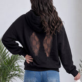 Siyah Arka Kanat Detaylı Kapüşonlu Sweatshirt