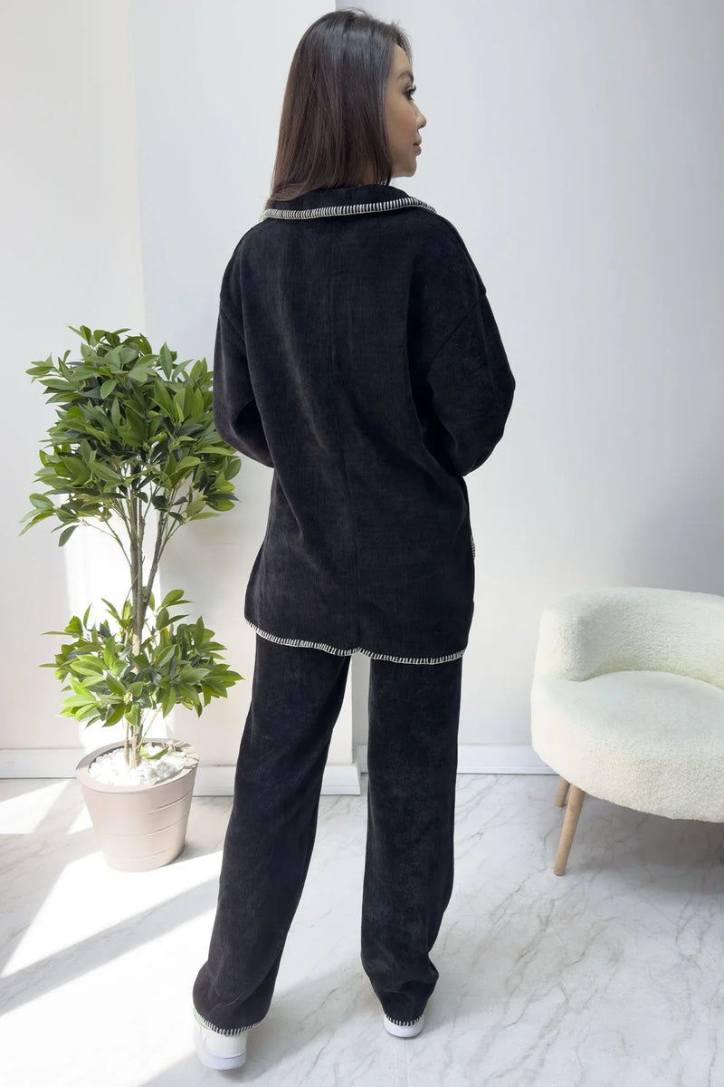 Siyah Kadife Yumoş İkili Takım