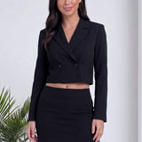 Siyah Kadın Crop Blazer Ceket
