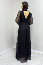 Kadın Siyah Puantiyeli Büyük Beden Elbise