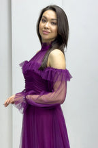 Mor Tül Drapeli Kloş Abiye