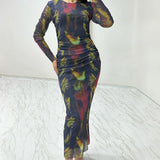 Batik Bisiklet Yaka Likralı Tül Elbise