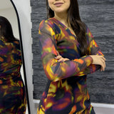 Batik Kruvaze Yaka Likralı Tül Elbise