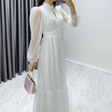 Kadın Beyaz Puantiyeli Büyük Beden Elbise