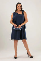 Kadın Siyah Tek Omuz Bağlamalı Şifon Büyük Beden Elbise
