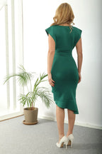 Büyük beden arka detay  sıfır kol midi boy fırfır etek  Tasarım Büyük Beden Elbise