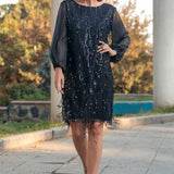 Kadın Pulpayet Büyük Beden Elbise Siyah