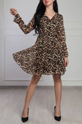 Leoapar Kruvaze Yaka Şifon Büyük Beden Kısa Elbise